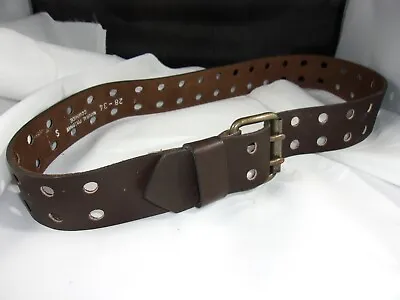 Men Women Double Prong Leather Belt Metal Buckle 2 Row Holes Casual Belt 28 -34  • $7.50