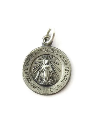 Sterling Silver 0.925 Round Miraculous Virgin Mary Medal Necklace Pendant Charm • $23.99