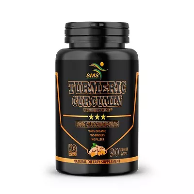 TURMERIC 95% CURCUMIN 10000mg EXTRACT TUMERIC BLACK PEPPER ANTIOXIDANT 90 CAPS • $12.73