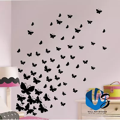 Various Size Butterfly Wall Art Stickers Vinyl Wall Decals Room For Baby Nursery • £2.69