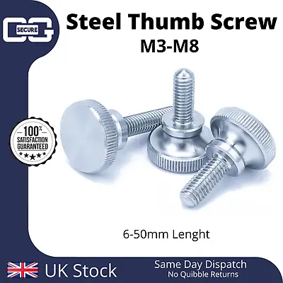 Steel Knurled Thumb Screw M3 M4 M5 M6 M8 Step Bolt 6mm To 50mm - Zinc Plated • £4.45