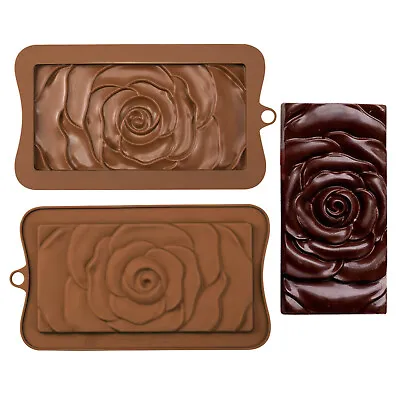 £3.19 • Buy Silicone Chocolate Bar Mould Big Rose Flower Cake Mold Wax Melt Cookies Baking