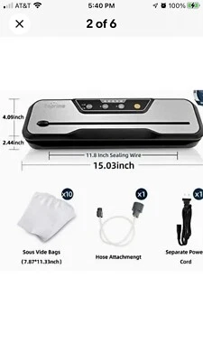 $30 • Buy  Vacuum Sealer Machine VS6612, -80Kpa Powerful Food Sealer Built-in Cutter 