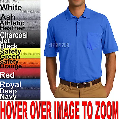 Mens Polo Sport Shirt With POCKET Jersey Blended Golf S M L XL 10 Colors NEW • $14.99