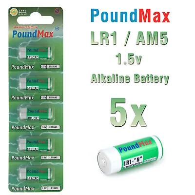 5 X PoundMax 910A LR1 N Type MN9100 1.5V Alkaline Batteries  • £3.69