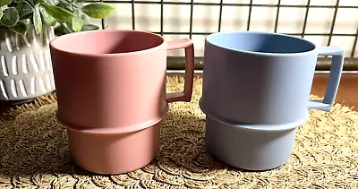 Tupperware Coffee Cup Mug Stackable Blue & Pink - Set Of 2 #1312 - Vintage • $10