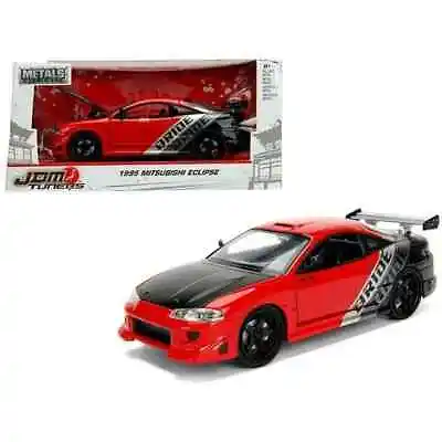 1995 Mitsubishi Eclipse  Bride  1:24 Red With Black Hood Model Car By Jada 99105 • $16.99