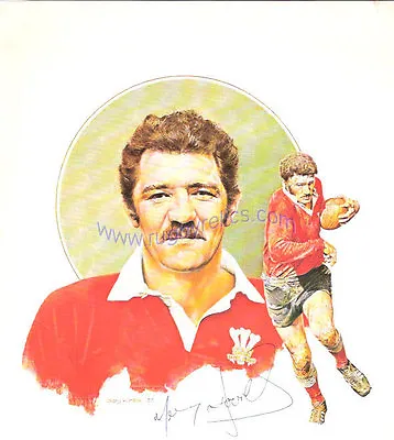 MERVYN DAVIES AUTOGRAPHED RUGBY PRINT APPROX 10  X 8  • £44.99