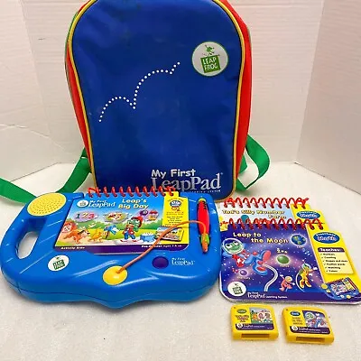 LeapFrog My First LeapPad Learning Backpack 3 Books 2 Cartridges Tested & Works • $30.99