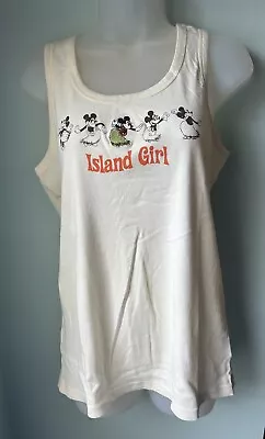 Minnie Mouse Disney Tiki Kingdom Embroidered Island Girl Adult Tank Top Large • $39.99
