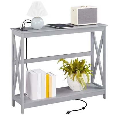 Wood Console Sofa Table With 2 Power Outlets And 2 USB Ports For Entryway Hall • $59.99