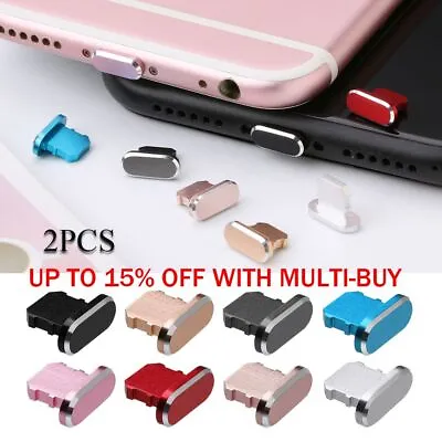 2pcs Anti Dust Plug Cover Charger Port Cap For IPhone 13 12 11 Pro Max X XR 8 7 • £2.69