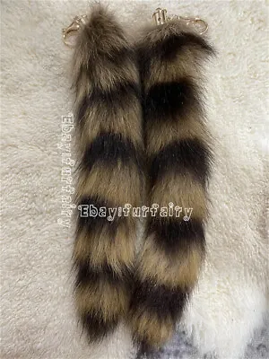 1/2pcs Natural Real American Raccoon Tail Real Fur Tail Keyring Cosplay Pendant • $6.80