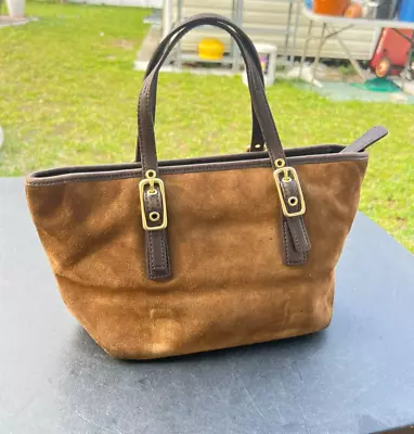 Coach Vintage Legacy West Market Tote Shoulder Bag BROWN Suede Leather 9866 • $9.99