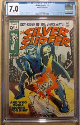 $229.95 • Buy SILVER SURFER 5 1969 1st Al Harper CGC 7.0 OW-W PAGES 🔑💎🔥