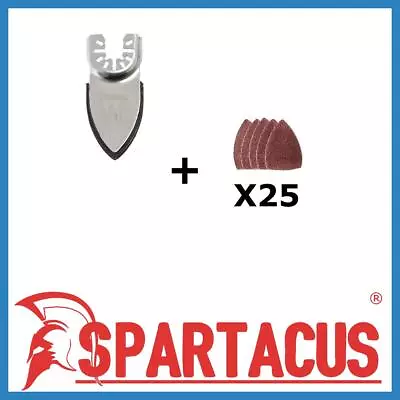 Spartacus Multi Tool Hook & Loop Finger Pad Sanding Set With 25 X 60 Grit Sheets • £9.49