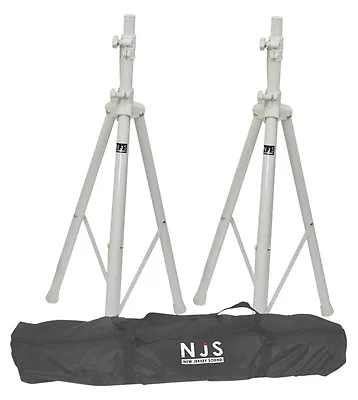 £55 • Buy NJS White Speaker Stand Kit Inc Carry Bag 35mm DJ Disco Wedding Tripod
