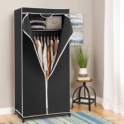 Portable Wardrobe Fabric Closet Clothes Storage Shelve W/Dust-proof Cover&Zipper • £25.95