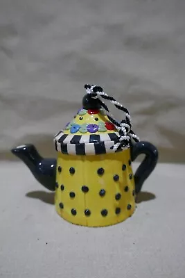 Vintage Mary Engelbreit Ink Teapot Ornament Yellow 3.5  Tall • $10