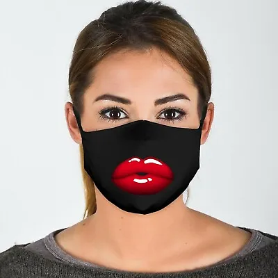 Glossy Red Lips Novelty Unisex 4 Ply Cotton Jersey Face Covering/Masks  • £9.99