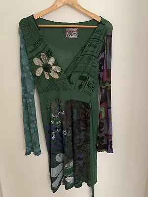 DESIGUAL  Green Long Sleeve Stretchy Jersey Dress SIZE Medium • $37.50