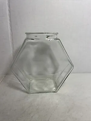 Vintage Clear Glass Hexagon Shape Fish Goldfish Turtle Bowl Tank • $26.44