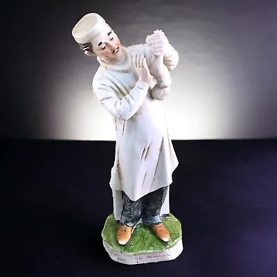 Vintage Capodimonte Porcelain Figurine Doctor Holding Newborn Baby Statue 8 In • $46.40