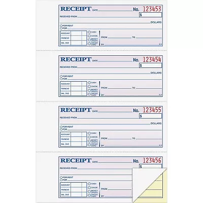 Adams Money/Rent Receipt Book Carbonless 2-Part 7-5/8 X11  WE DC1182 • $15.97