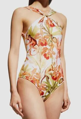 $205 Lenny Niemeyer Women's White Detailed Halter One-Piece Swimsuit Size L • $65.98