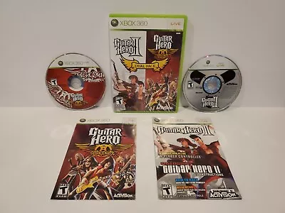 Guitar Hero II/Guitar Hero Aerosmith Dual Pack Xbox 360 Video Game Complete CIB • $19.99