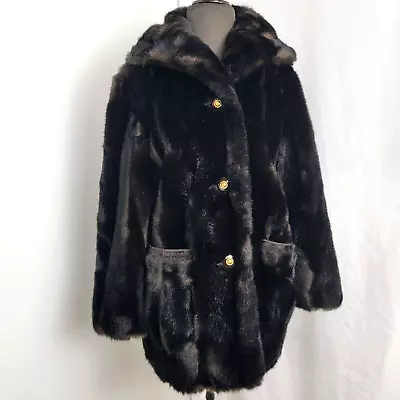 Tissavel Faux Fur Imported From France For Country Pacer Sz 6 Womens Black Coat • $24.99