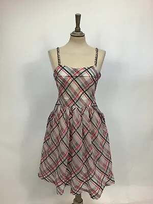 Vintage 1980's Does 50s Jesire Swing Dress Checked Circle Party With Pockets #V2 • £32