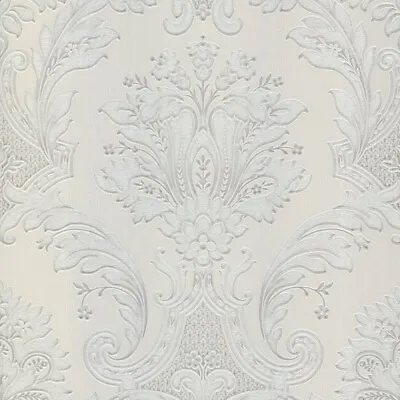 Belgravia Decor Amara Damask Cream Wallpaper GB7369 - Textured Italian Vinyl • £24.99