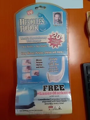 Hercules Hook 20 Pack Wall Hangers Set W/ Laser Marker As Seen On TV NEW SEALED • $10