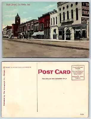 La Porte Indiana MAIN STREET DIRT ROAD TROLLEY TRACKS Postcard N86 • $6.99