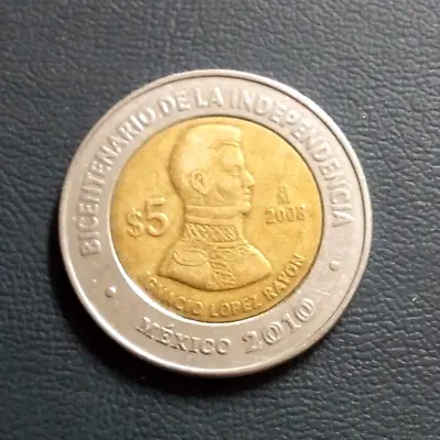 2008 Mexico 5 Pesos Coin Ignacio Lopez Rayon Bicentenary Of Independence • $7.99