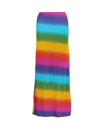 Womens Rainbow Striped Multi Colour Full Length Ladies Maxi Tube Skirt Size 8-22 • £7.99