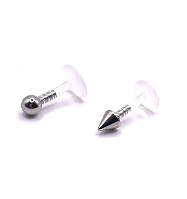 £3.09 • Buy 2mm Cone Or Ball Labret Helix Ear Cartilage Bar In Steel And Bioflex Push Fit