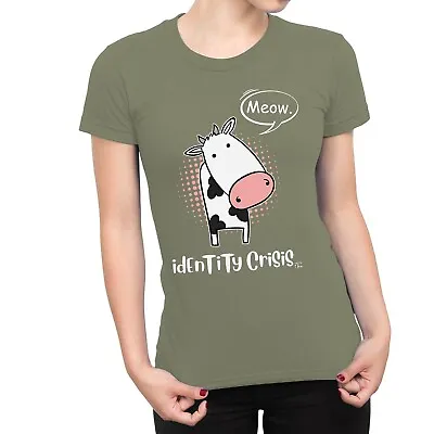 1Tee Womens Identity Crisis Cow Meow  T-Shirt • £7.99