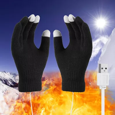 USB Rechargeable Electric Heating Gloves Winter Warm Ski Touchscreen Men Women • $8.80