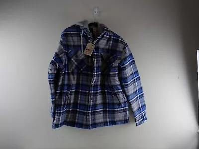 RED HEAD BRAND Men's L Zip Snap Blue Plaid Flannel Insulated Hoodie Jacket NEW • $34.99