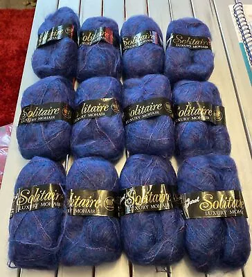Jarol Solitaire Luxury 78%Mohair 13%Wool 12x50g Blue/Red Mix Knitting Wool/Yarn • £30
