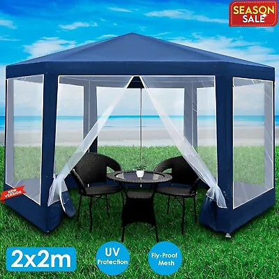 Gazebo Marquee 2x2m Tent Outdoor Camping Canopy Wedding Party  W/ Mesh Wall Navy • $88.83