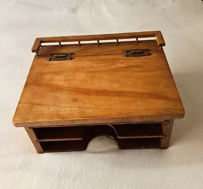 Vintage Antique Wooden Hinged Slant Top Portable Travel Writing Desk Box • $69.99
