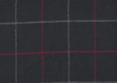 100% Wool Yorkshire Tweed Fabric Navy With Red & Green Windowpane Overcheck • £24.65