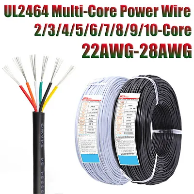 UL2464 PVC Power Cable Wire 22AWG-28AWG Tinned Copper 2/3/4/5/6/7/8/9/10Core • $2.41