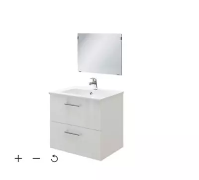 B&Q Bathroom Basin Cabinet & Mirror White Wall-mounted Soft-close • £40