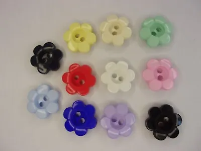 10 X 2 Hole Daisy Buttons 11mm 15mm Or 18mm Baby Knits Sewing Choice Of Colour • £2.40