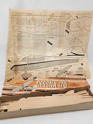 Vintage Guillow Cessna 170 Flying Model Airplane Kit #302 Box Decals Instruction • $9.97