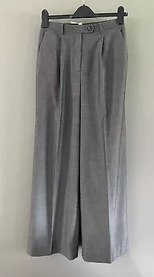 H&M Grey Black White Checked Wide Leg Smart Trousers Size 8 • £16.99